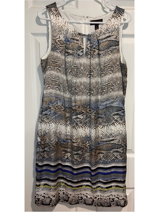 Dana Buchman Dresses & Skirts - Dana Buchman Sleeveless Snake-Print Shift Dress in Blue, Tan, White
